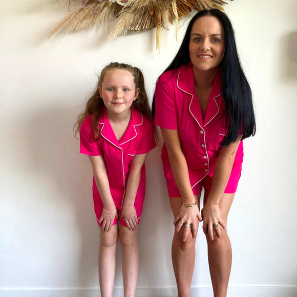 Mama & Mini Shortie Pyjamas | Barbie Pink